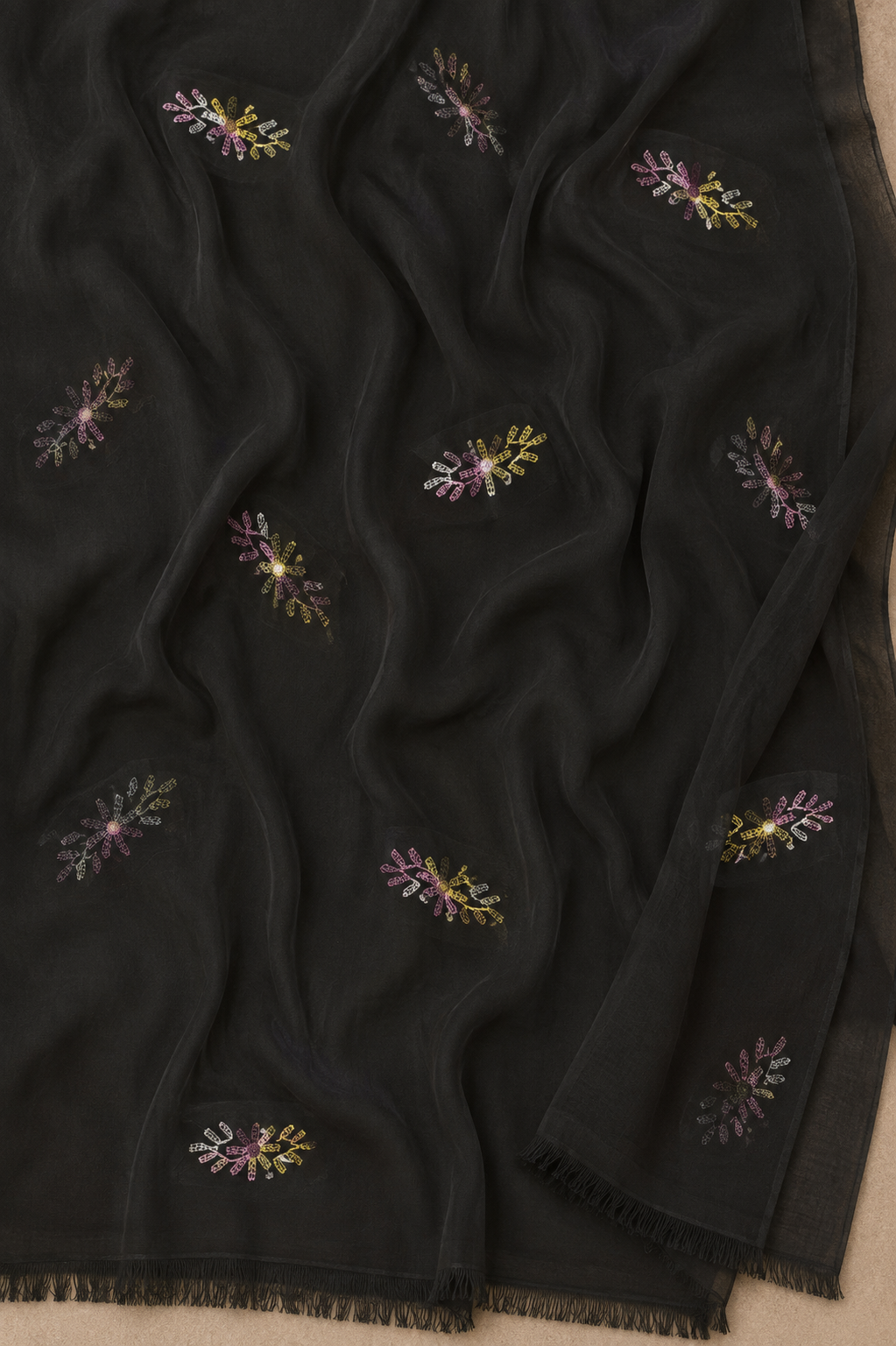Noor-e-Shab 3-piece unstitched lawn suit. Hand embroidery | Mirror work