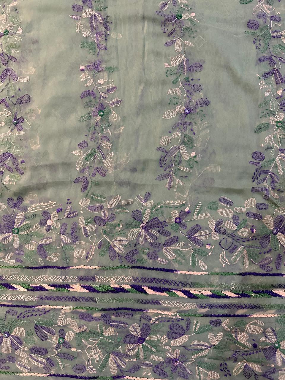 Feroza Mint Chiffon 2-Piece Unstitched suit