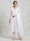 Ethereal Ivory 3-Piece Unstitched Hand-Embroidered Lawn Suit with Chiffon Dupatta