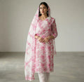 Pink & White Floral Mirror-Work Ensemble